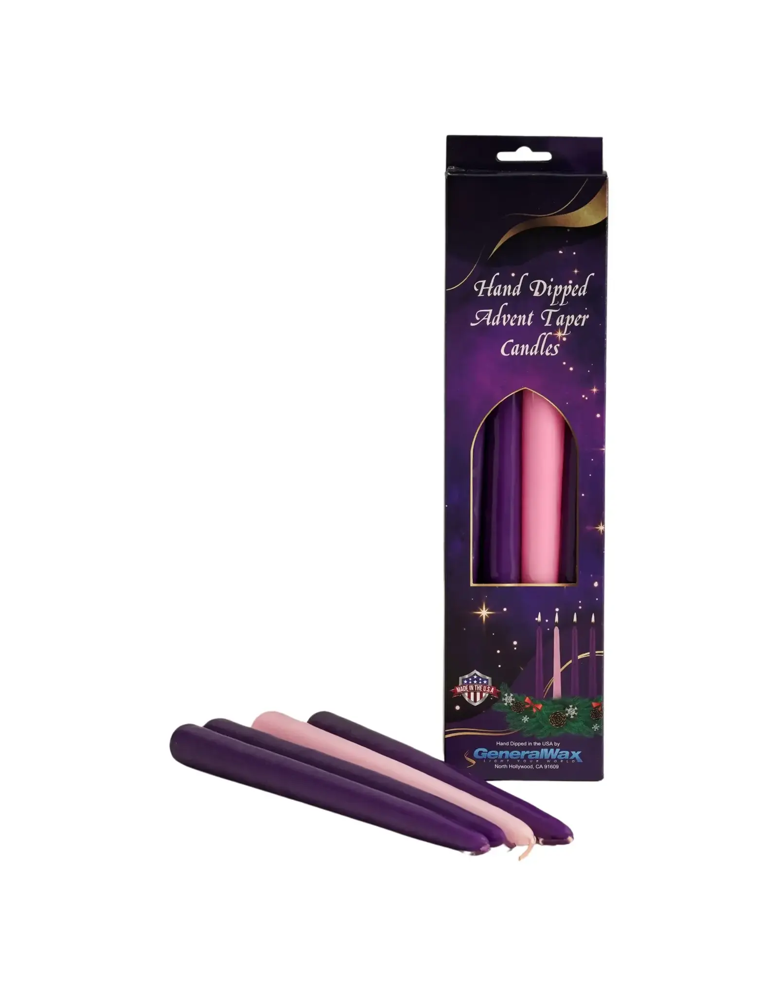 General Wax Advent Taper Candles - 12" (3 Purple, 1 Rose)