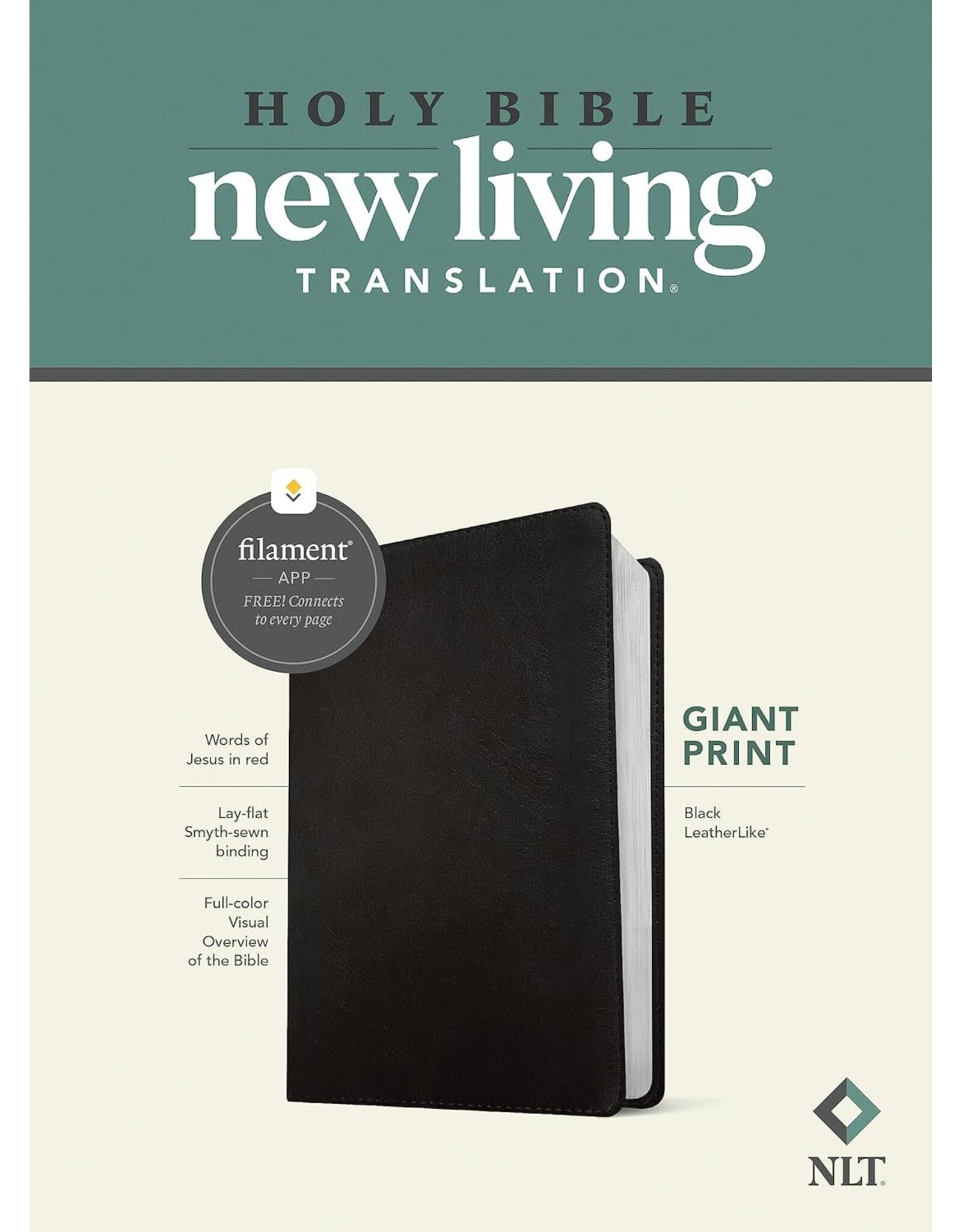 Tyndale NLT Giant Print Bible, Filament Enabled Edition (Leatherlike, Black, Red Letter)