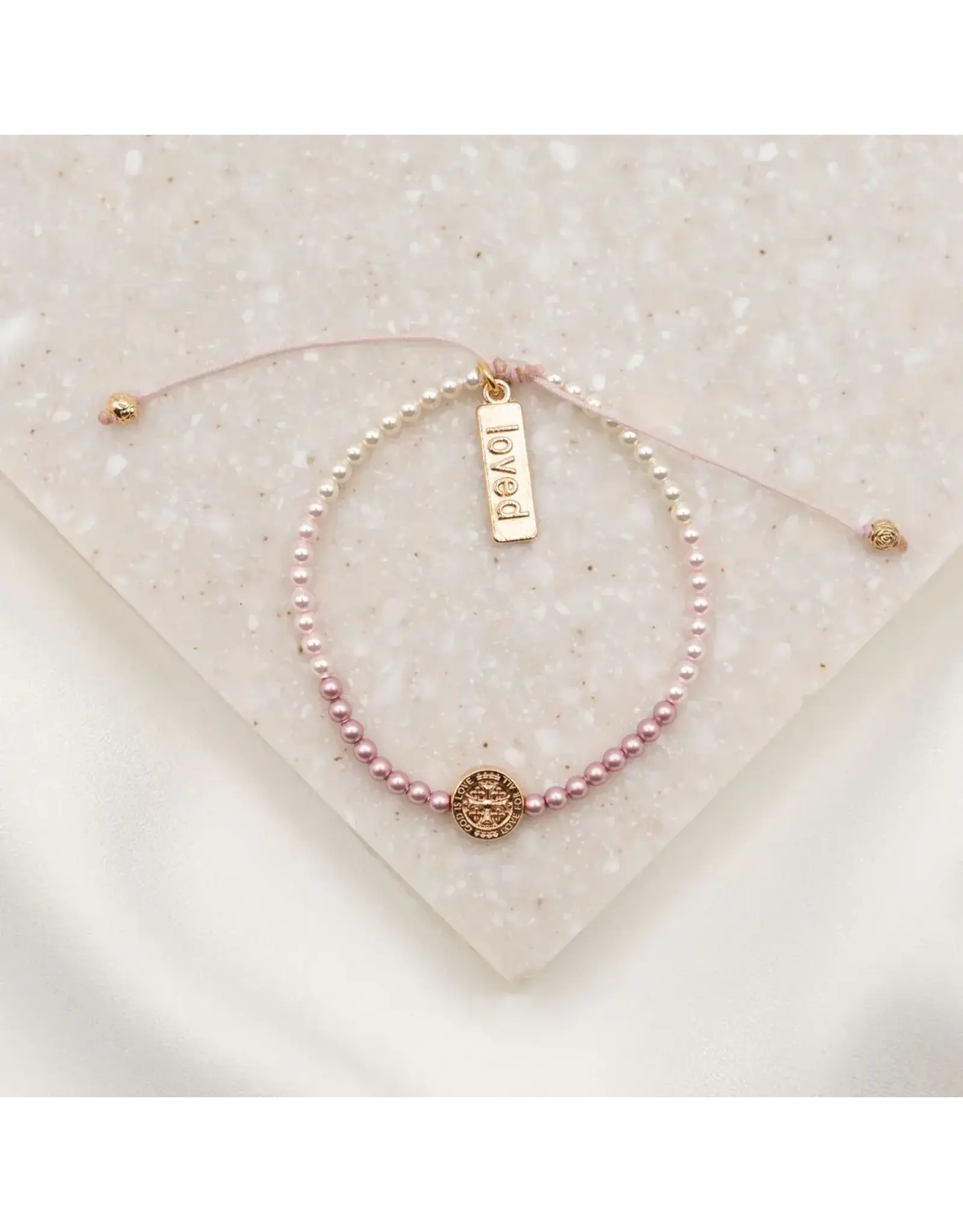 My Saint My Hero Bracelet - Love Lights the Way - St. Amos Crystal Pearl Bracelet