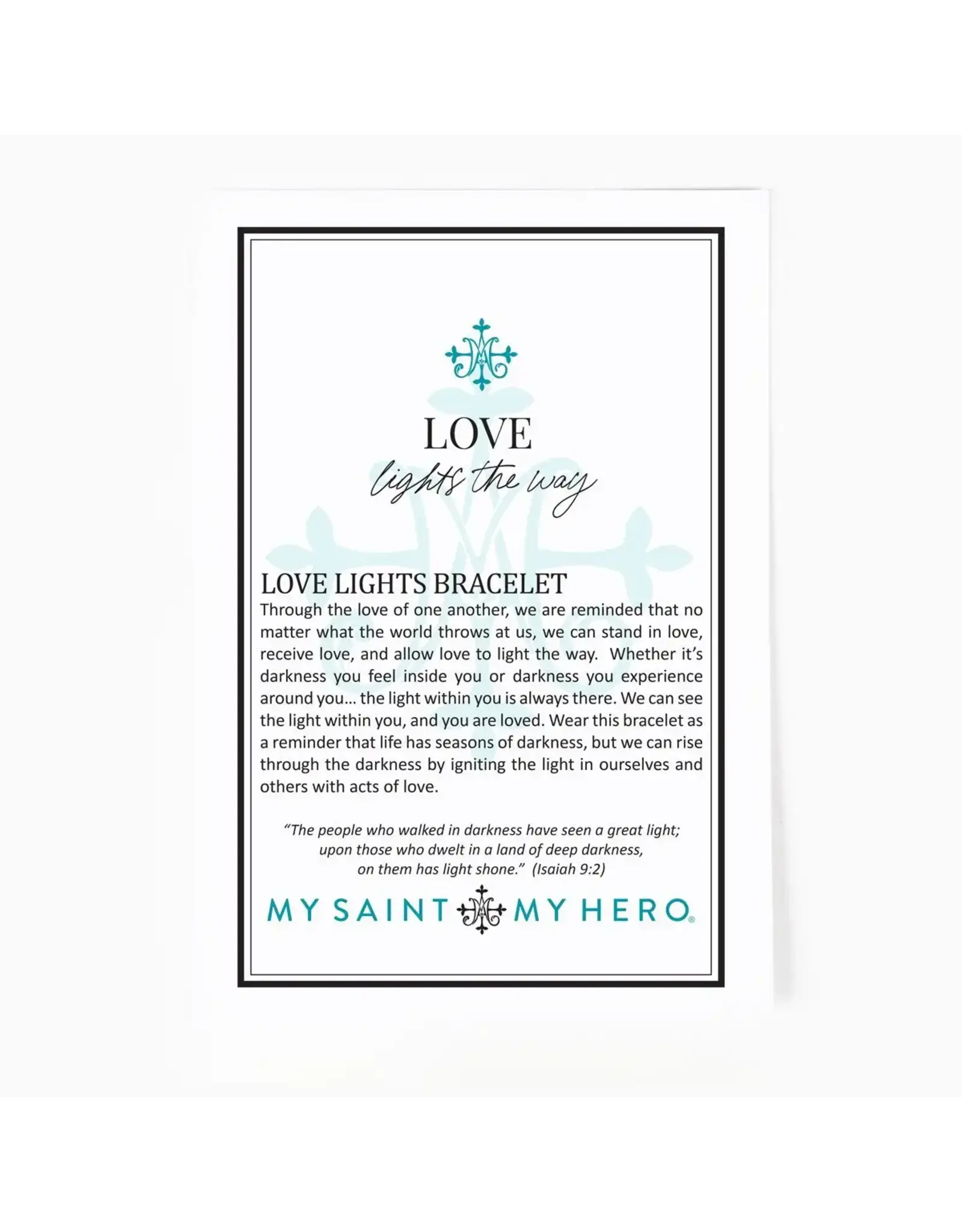 My Saint My Hero Bracelet - Love Lights the Way - St. Amos Crystal Pearl Bracelet