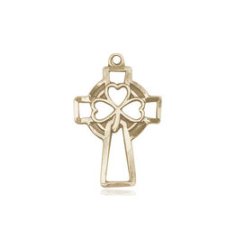 Bliss Cross Medal - Shamrock, Gold Filled