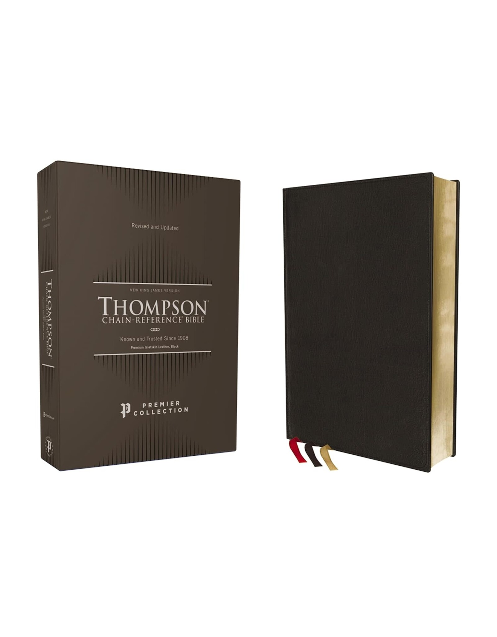 Zondervan NKJV Thompson Chain-Reference Bible, Premium Goatskin Leather, Black, Art Gilded Edges, Comfort Print