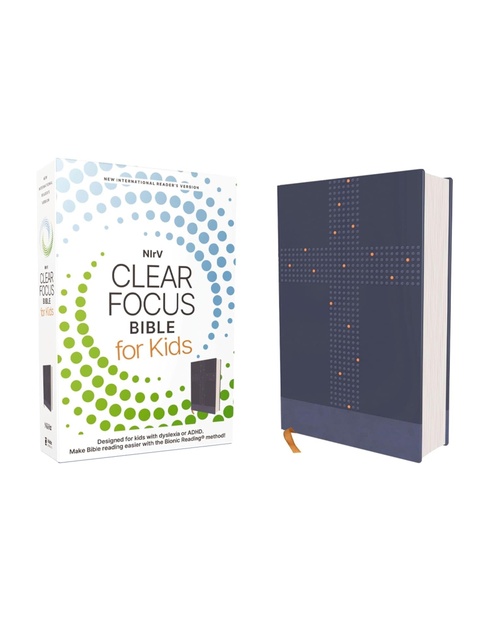 Zondervan Nirv, Clear Focus Bible for Kids (Help Kids with ADHD or Dyslexia Read with Confidence), Leathersoft, Blue