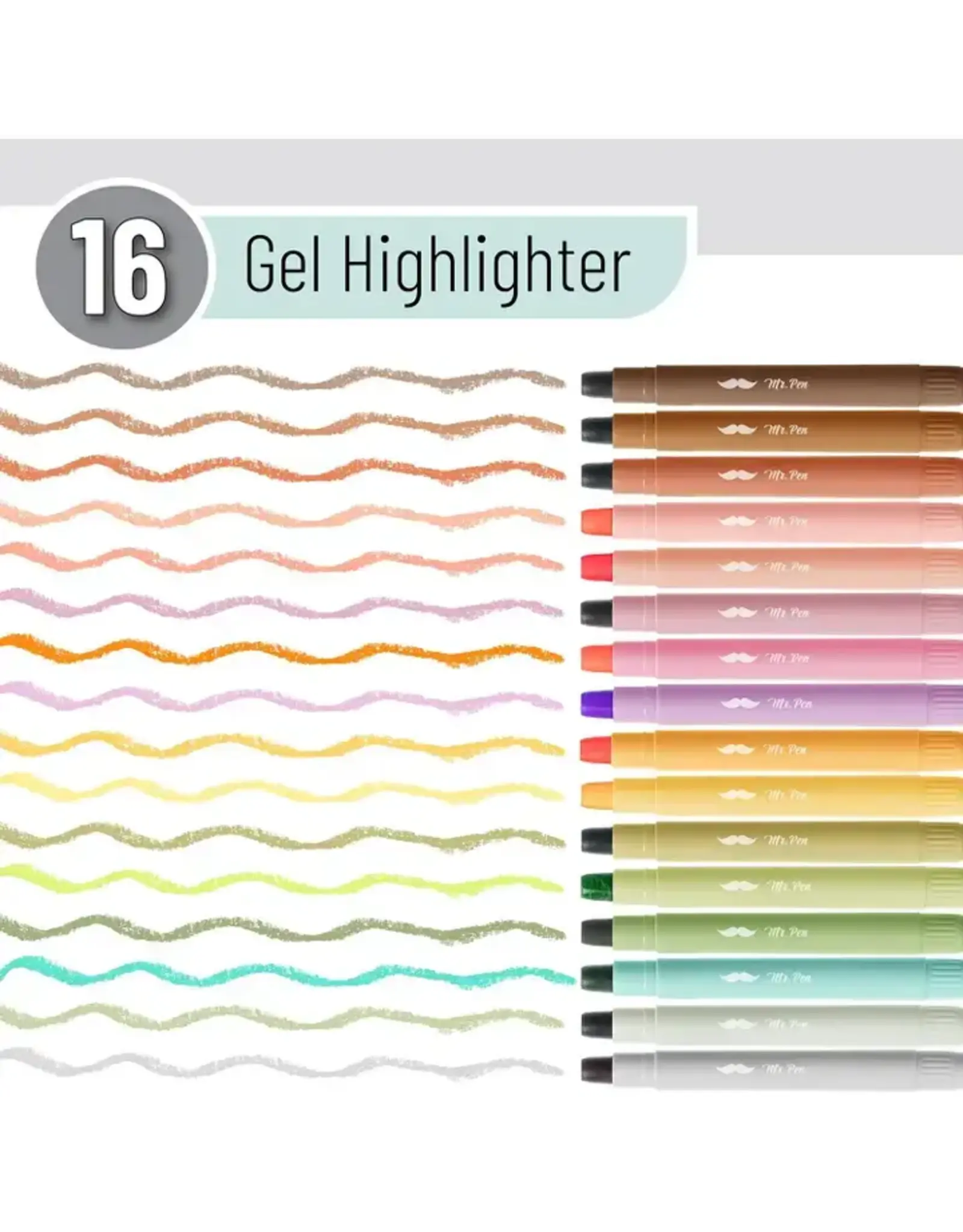 Mr. Pen Gel Highlighter Set - 16 Vibrant Colors
