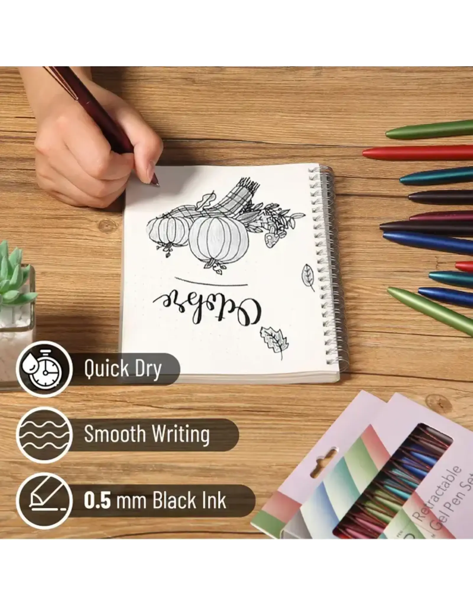 Mr. Pen Retractable Gel Pens - 12 Pack, Black Ink