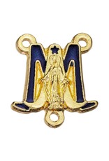 Hirten Rosary Centerpiece - Miraculous Medal, Gold with Blue