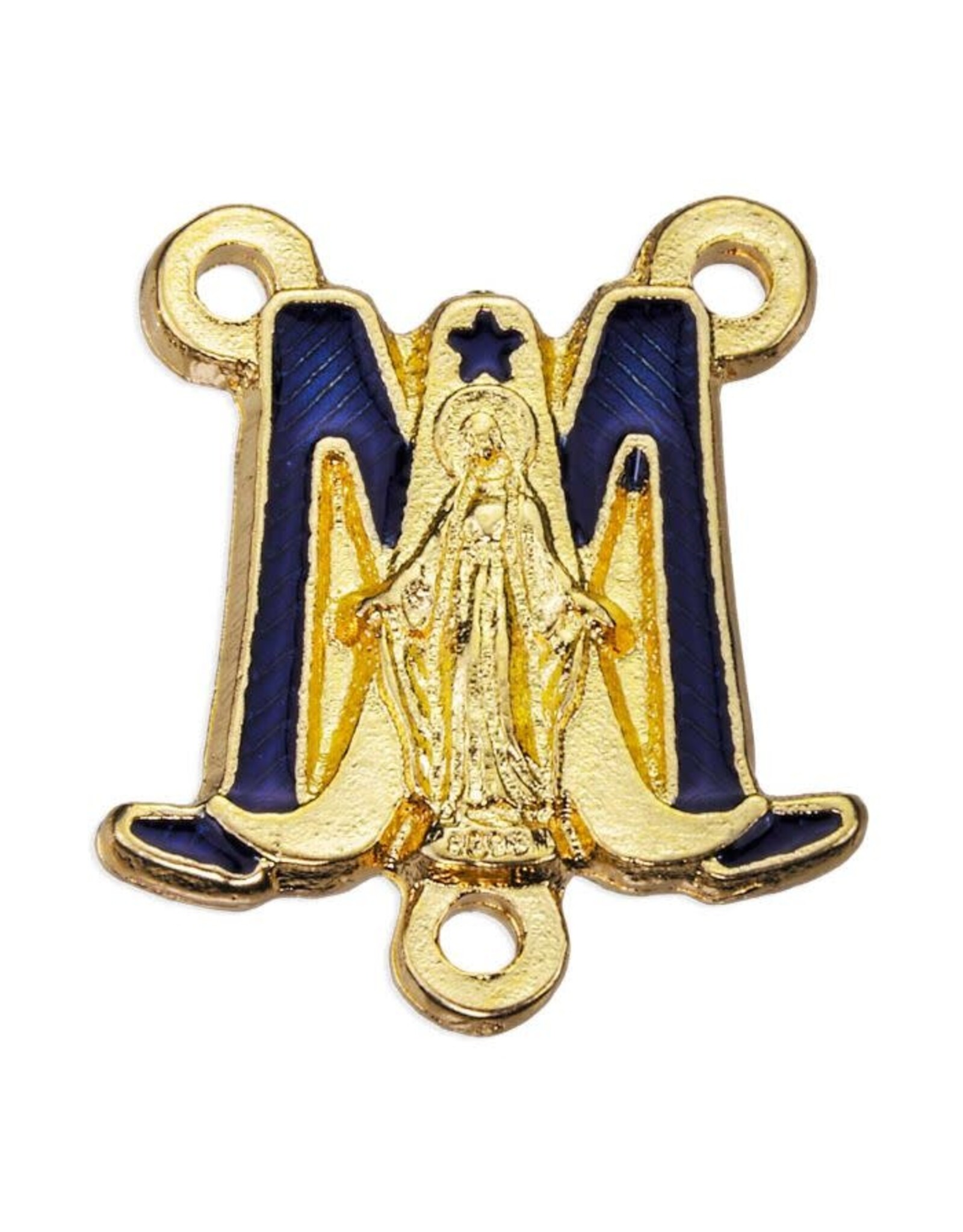Hirten Rosary Centerpiece - Miraculous Medal, Gold with Blue