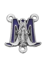 Hirten Rosary Centerpiece - Miraculous Medal, Silver with Blue