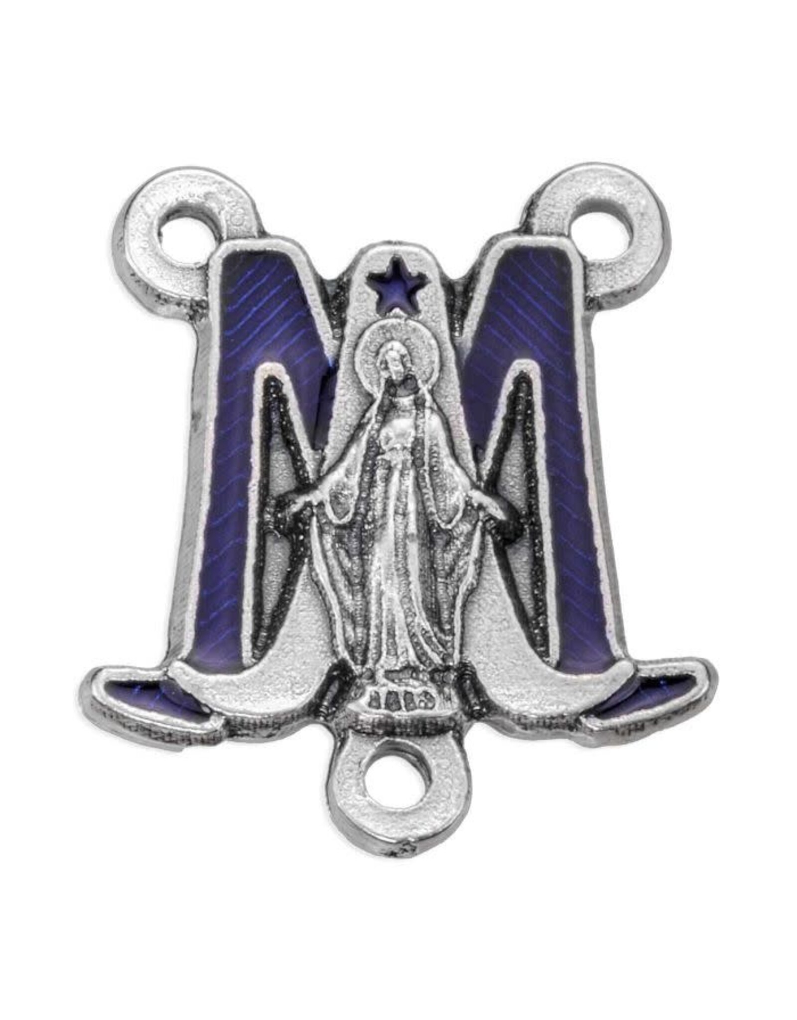 Hirten Rosary Centerpiece - Miraculous Medal, Silver with Blue
