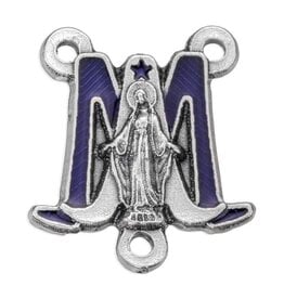 Hirten Rosary Centerpiece - Miraculous Medal, Silver with Blue