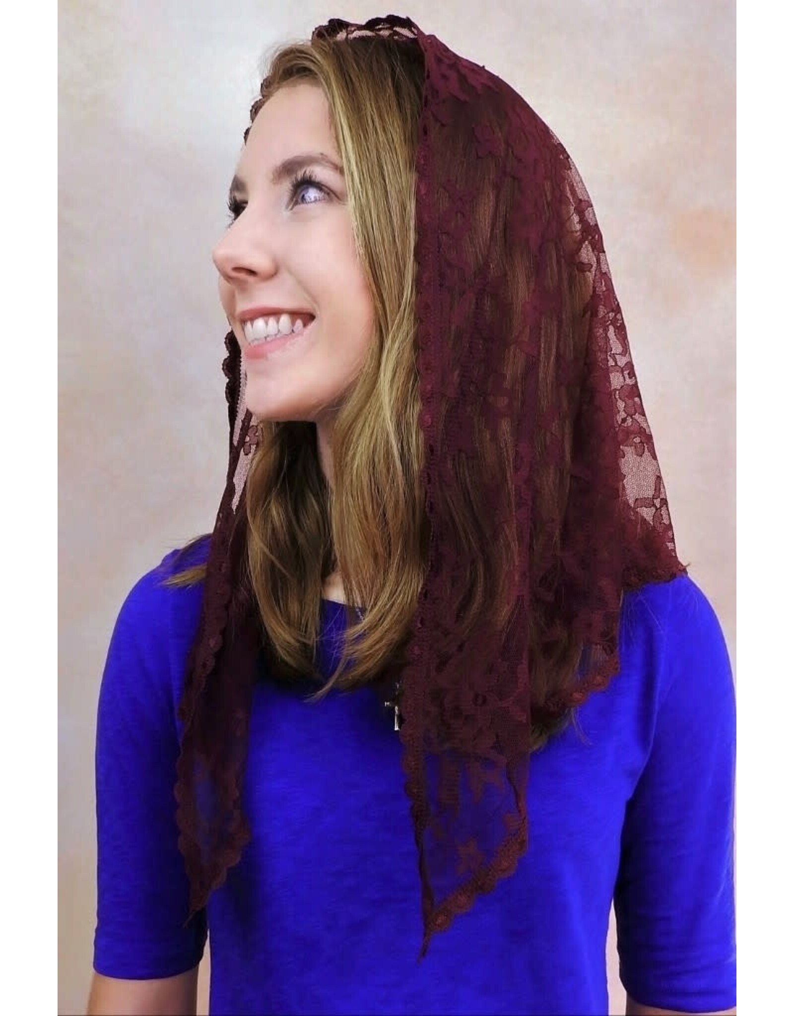 Veils by Lily Veil - Burgundy Lace Mantilla