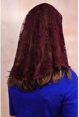 Veils by Lily Veil - Burgundy Lace Mantilla