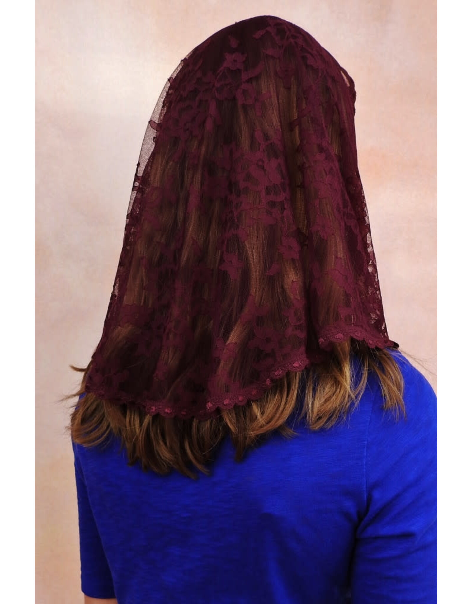 Veils by Lily Veil - Burgundy Lace Mantilla