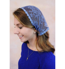 Veils by Lily Veil - Small Marian Blue Lace Mantilla with Ties