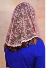 Veils by Lily Veil - Dusty Rose Lace Mantilla