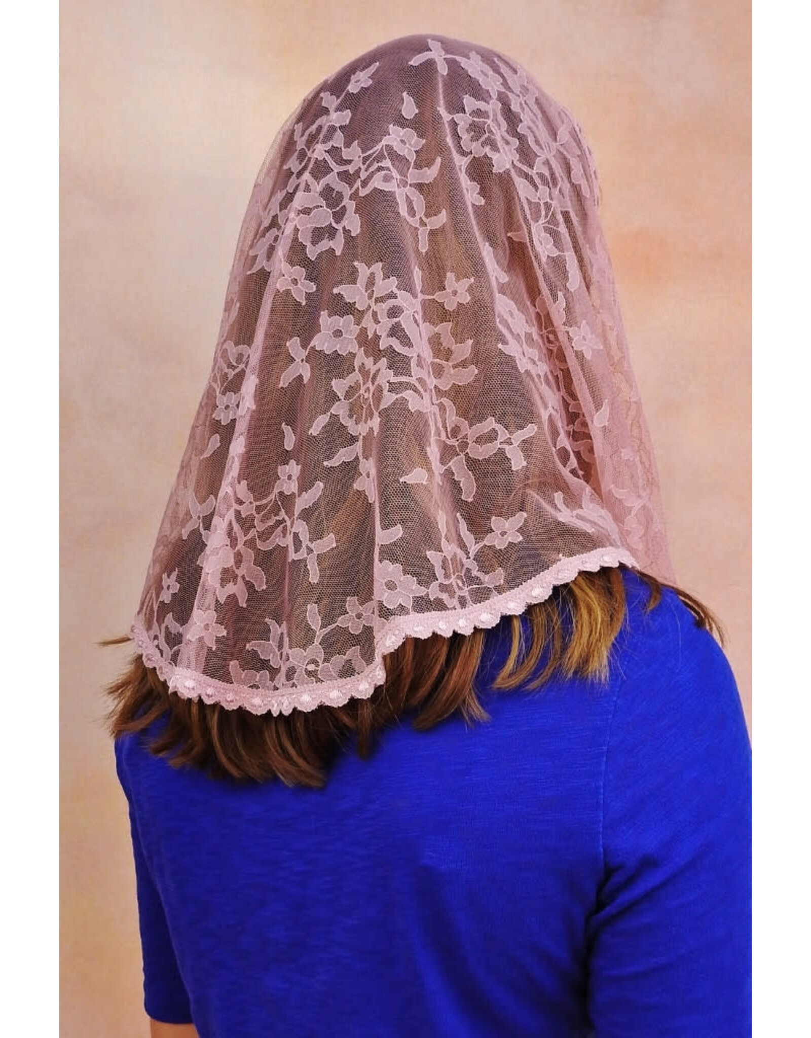 Veils by Lily Veil - Dusty Rose Lace Mantilla