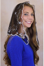 Veils by Lily Veil - Authentic Spanish Simplicity Mantilla - Black & Silver (Small)