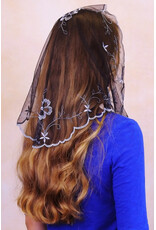 Veils by Lily Veil - Authentic Spanish Simplicity Mantilla - Black & Silver (Small)