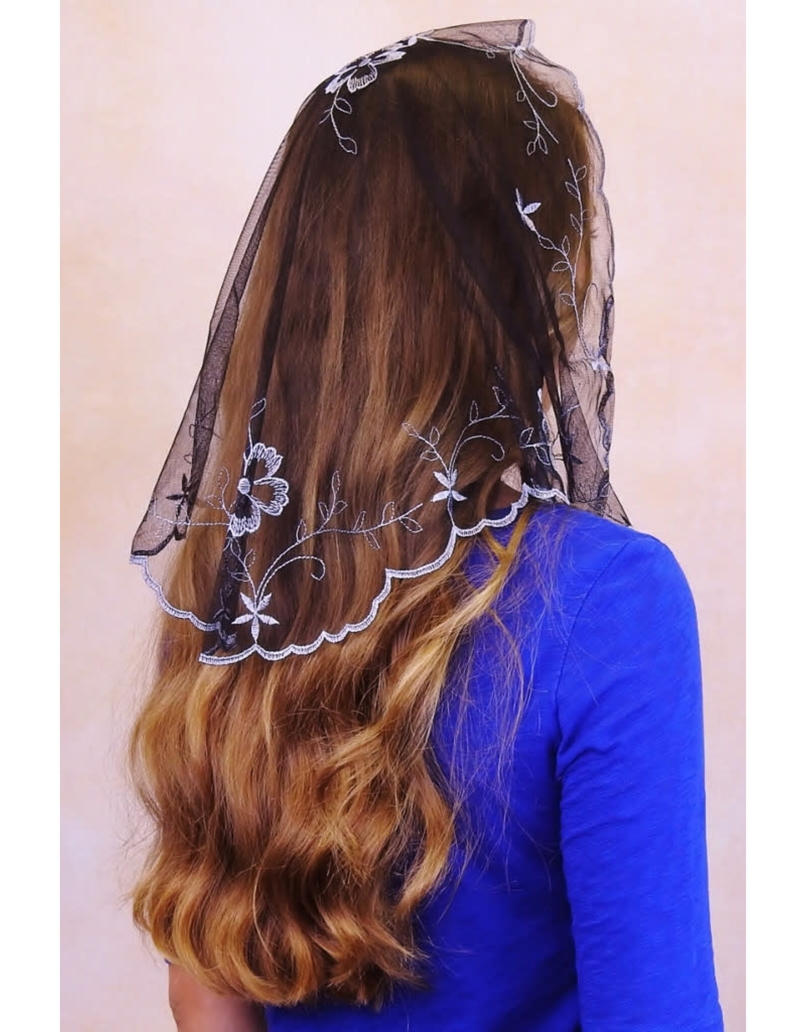 Veils by Lily Veil - Authentic Spanish Simplicity Mantilla - Black & Silver (Small)