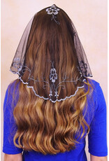 Veils by Lily Veil - Authentic Spanish Simplicity Mantilla - Black & Silver (Small)