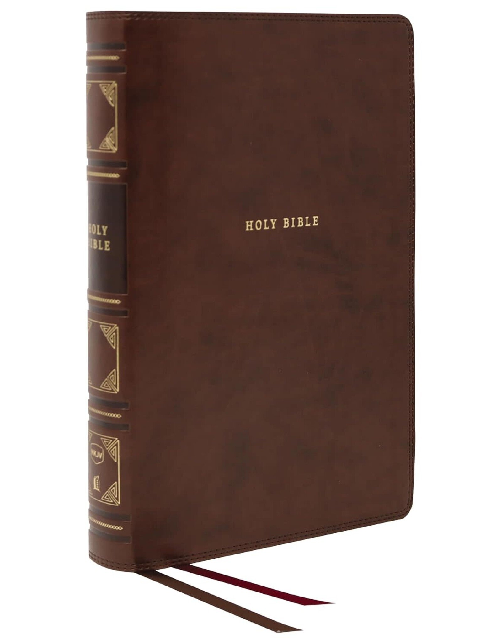Thomas Nelson NKJV Reference Bible, Verse-By-Verse, Center-Column, Leathersoft, Brown, Indexed, Red Letter Edition, Comfort Print