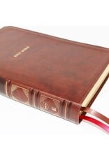 Thomas Nelson NKJV Reference Bible, Verse-By-Verse, Center-Column, Leathersoft, Brown, Indexed, Red Letter Edition, Comfort Print