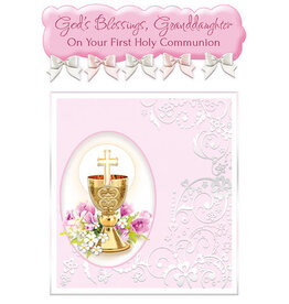 Greetings of Faith Card - First Communion (Granddaughter), God's Blessing