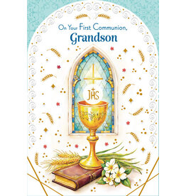 Greetings of Faith Card - First Communion (Grandson), May Your Heart