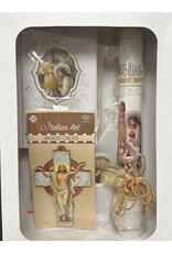 San Francis First Communion Set with Bible, Candle, Scapular & Cross (Girl, Spanish)