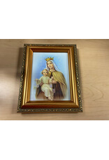 Hirten Picture - Our Lady of Mount Carmel, Gold Antique Frame, 5-1/2x7