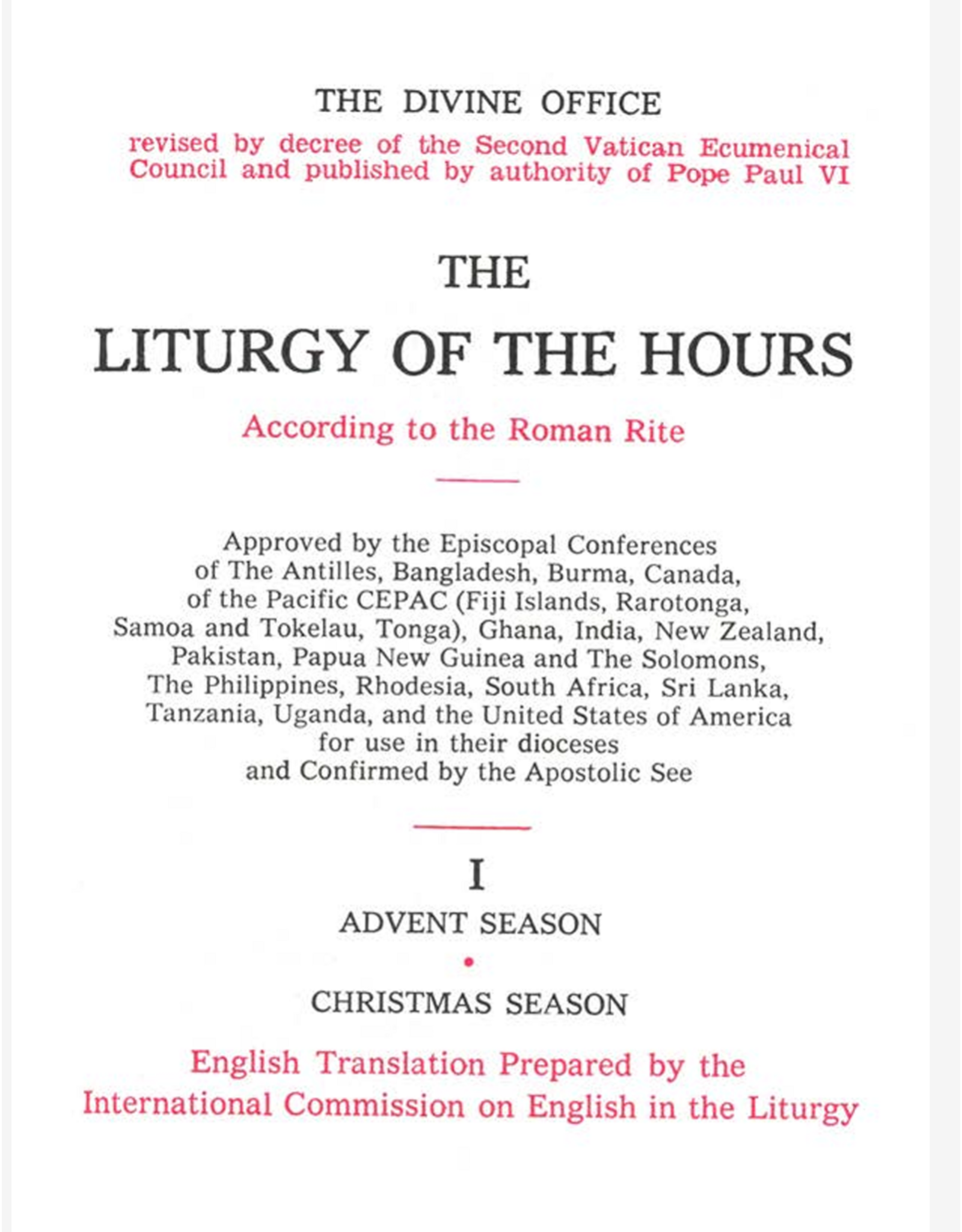 Catholic Book Publishing Liturgy of the Hours (Set of 4) (Blue, Burgundy, Brown, Green) NOTE: currently on backorder
