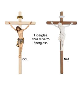 Pema Fiberglass Crucifix - Siena Color Corpus, Light Cross, Blue Cloth, 75"