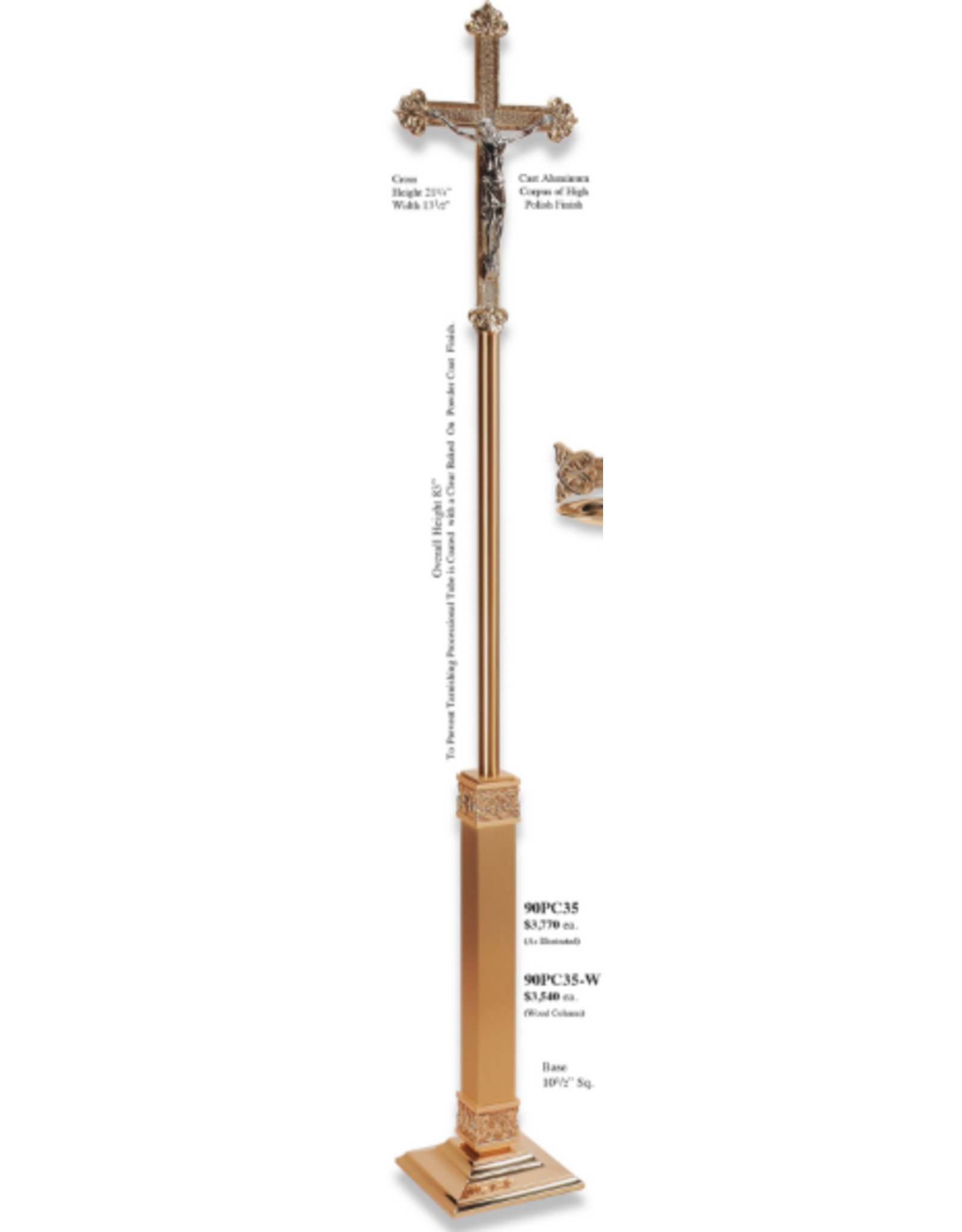 Regal Candlestick 83"Ht, 10.5" Base, High Polish Finish