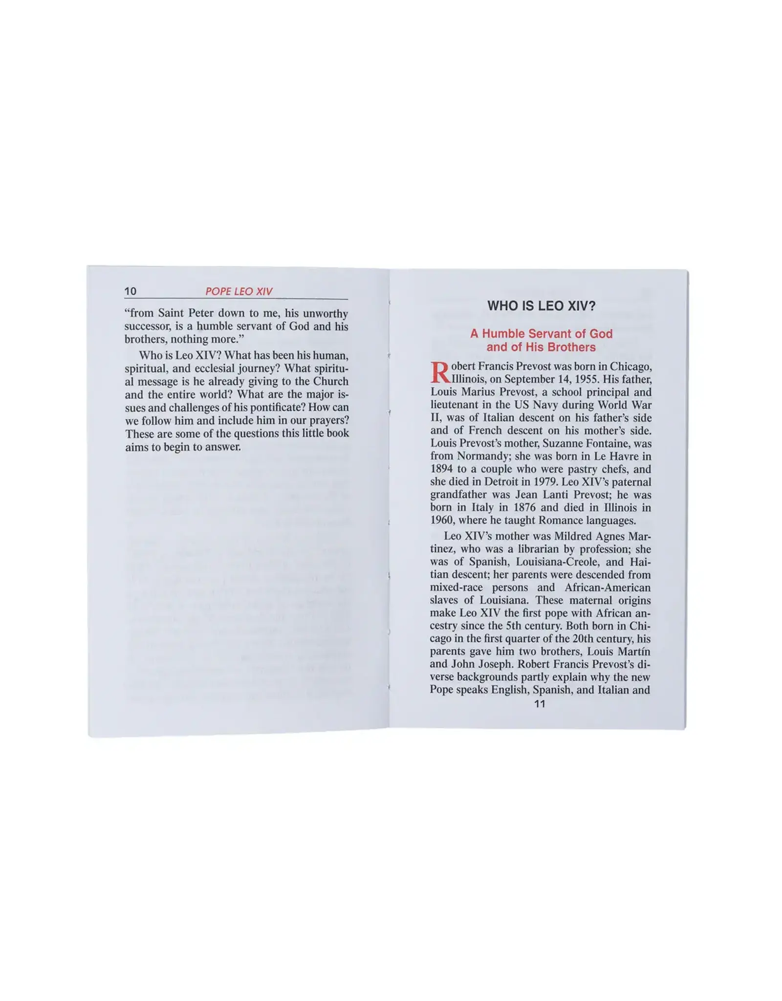 Catholic Book Publishing POPE LEO XIV - Peace be with you all!