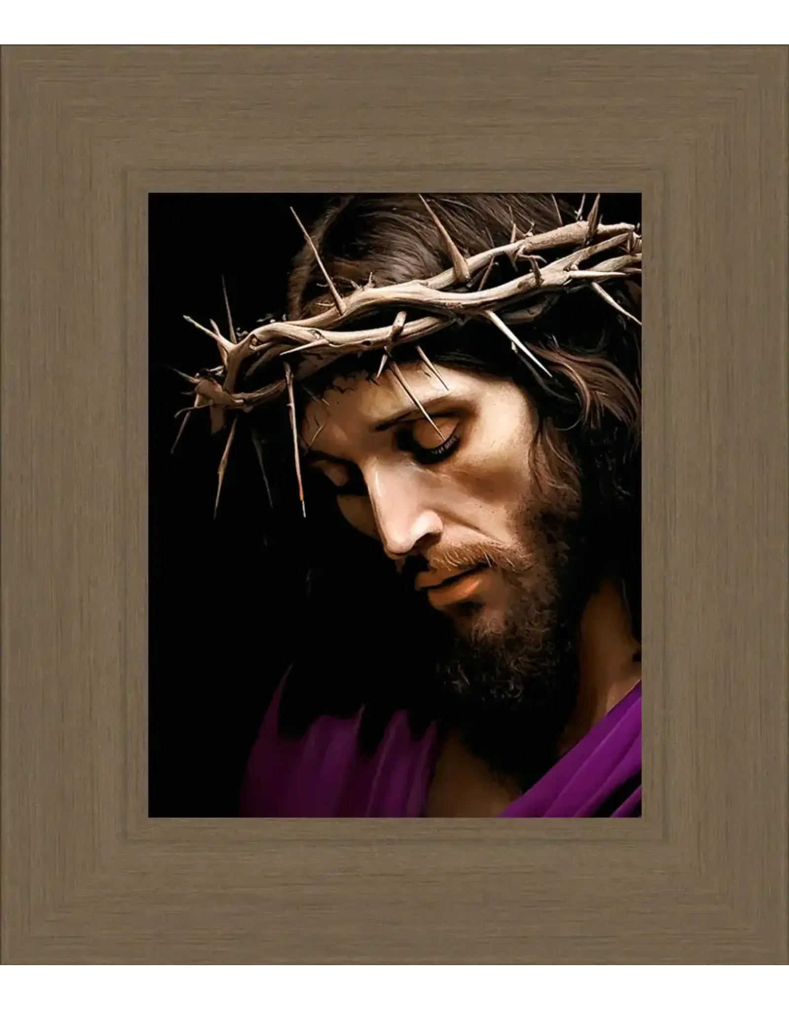 Barbara Alger Jesus Crown of Thorns Brown Framed 8x10 Art Print