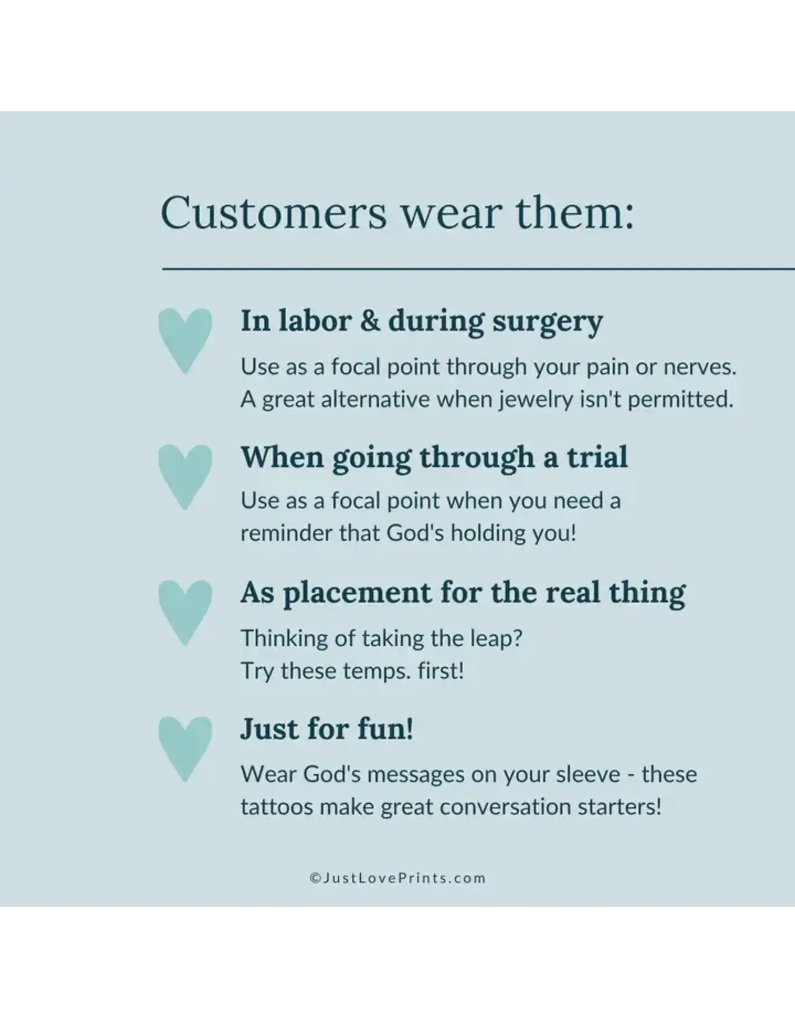 Just Love Prints Temporary Tattoos - Sacred Heart Collection