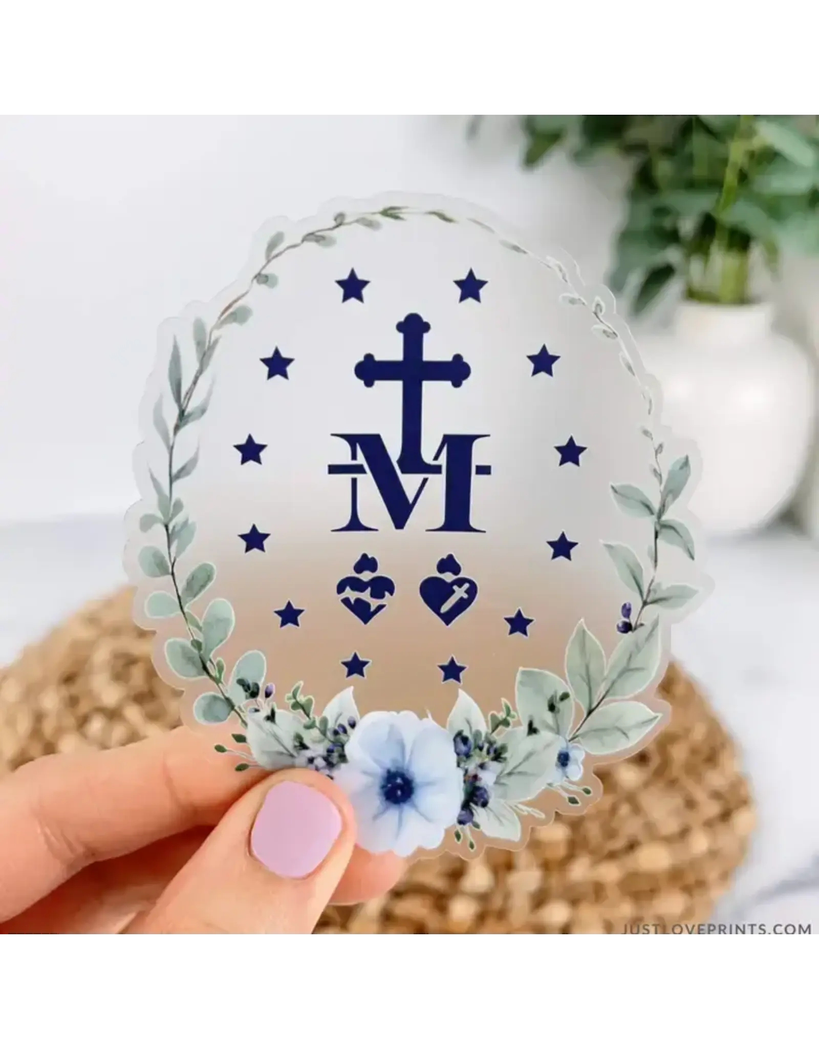 Just Love Prints Sticker - Floral Border Miraculous Medal