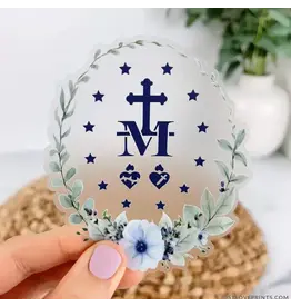 Just Love Prints Sticker - Floral Border Miraculous Medal