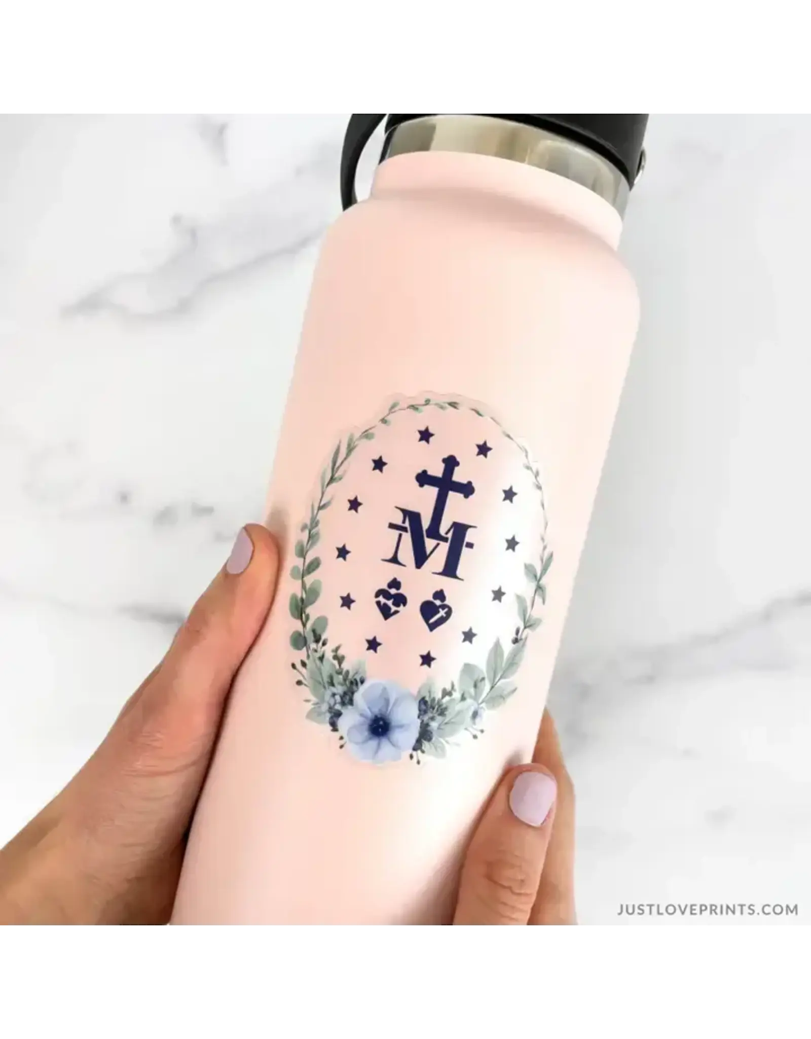 Just Love Prints Sticker - Floral Border Miraculous Medal