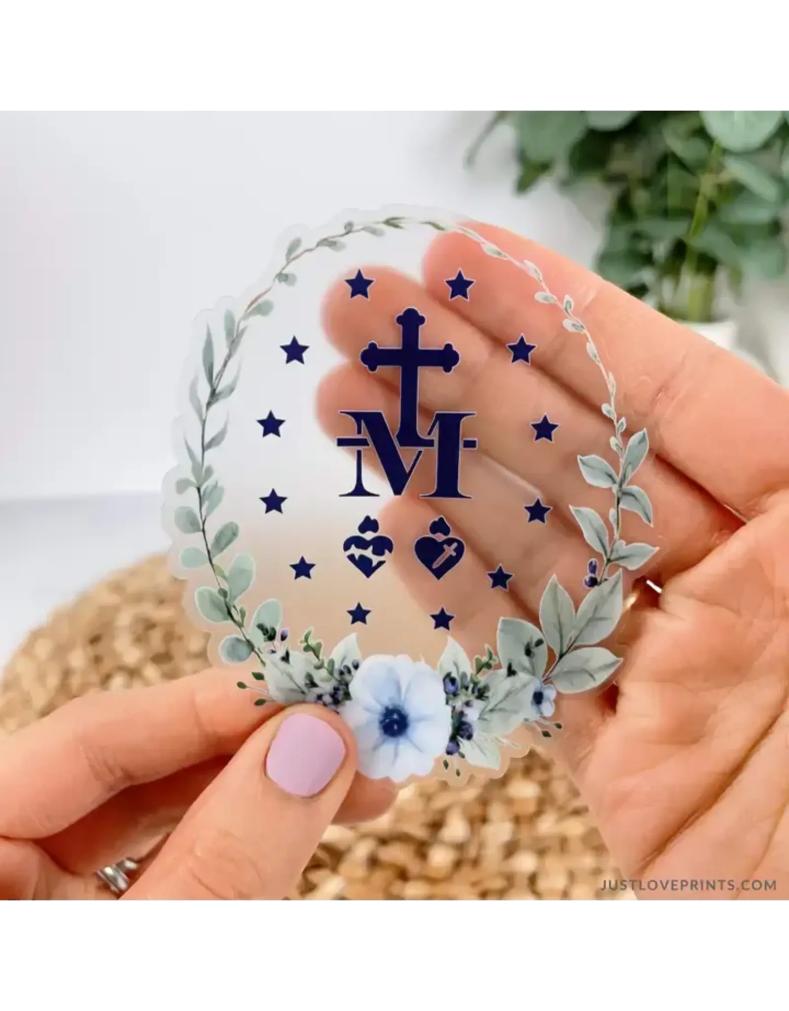 Just Love Prints Sticker - Floral Border Miraculous Medal