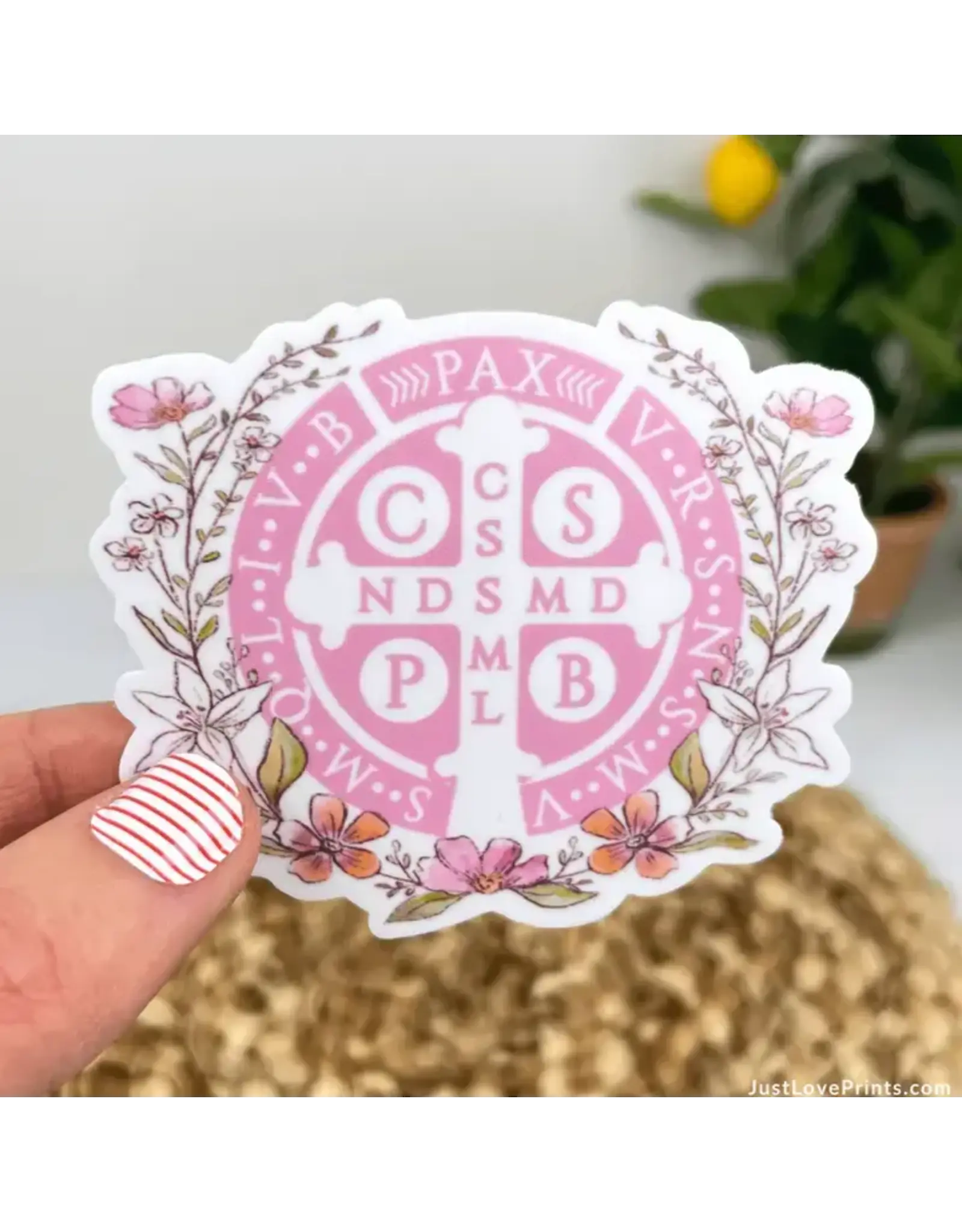 Just Love Prints Sticker - Floral St. Benedict Medal