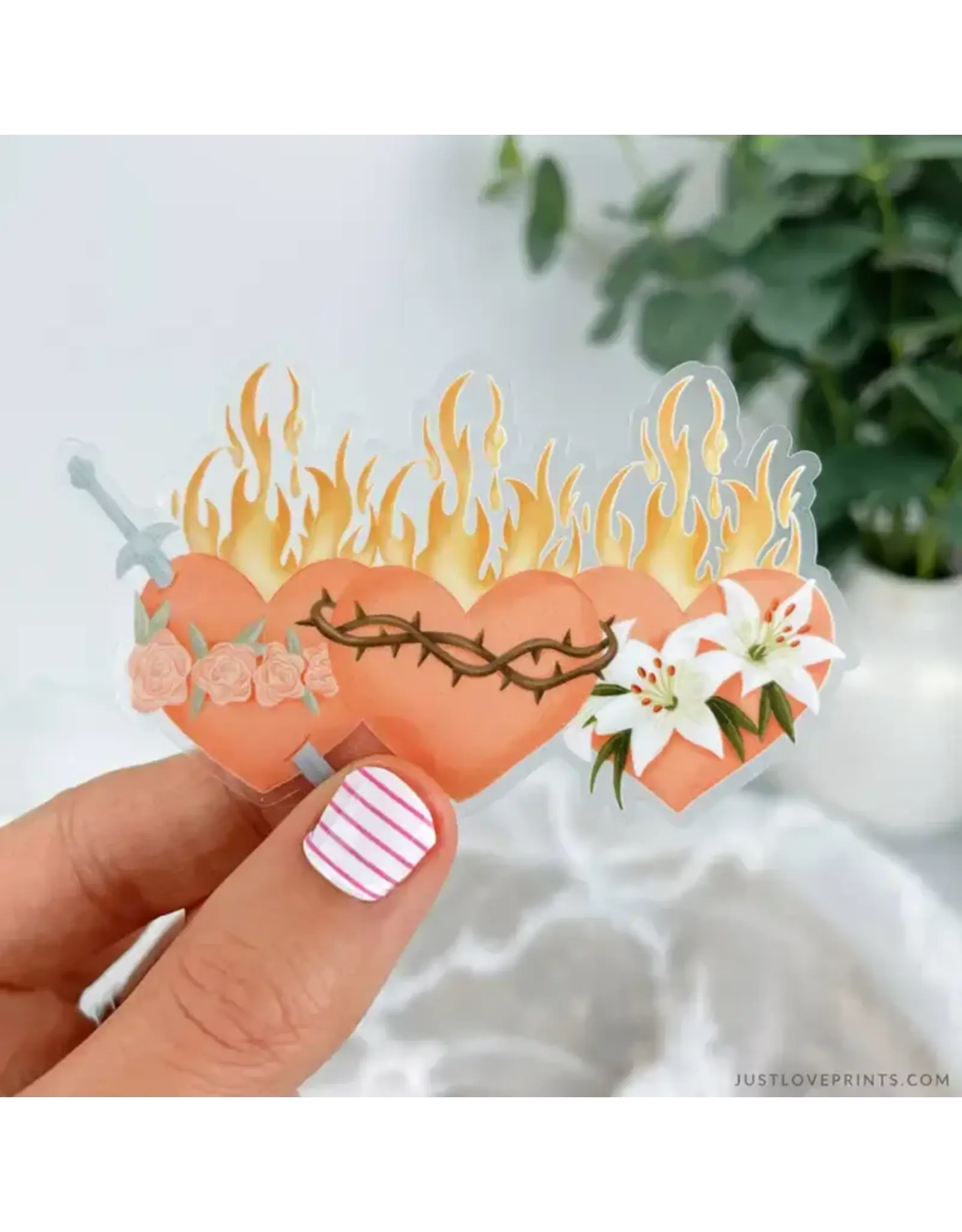 Just Love Prints Sticker - Hearts of the Holy Family Color