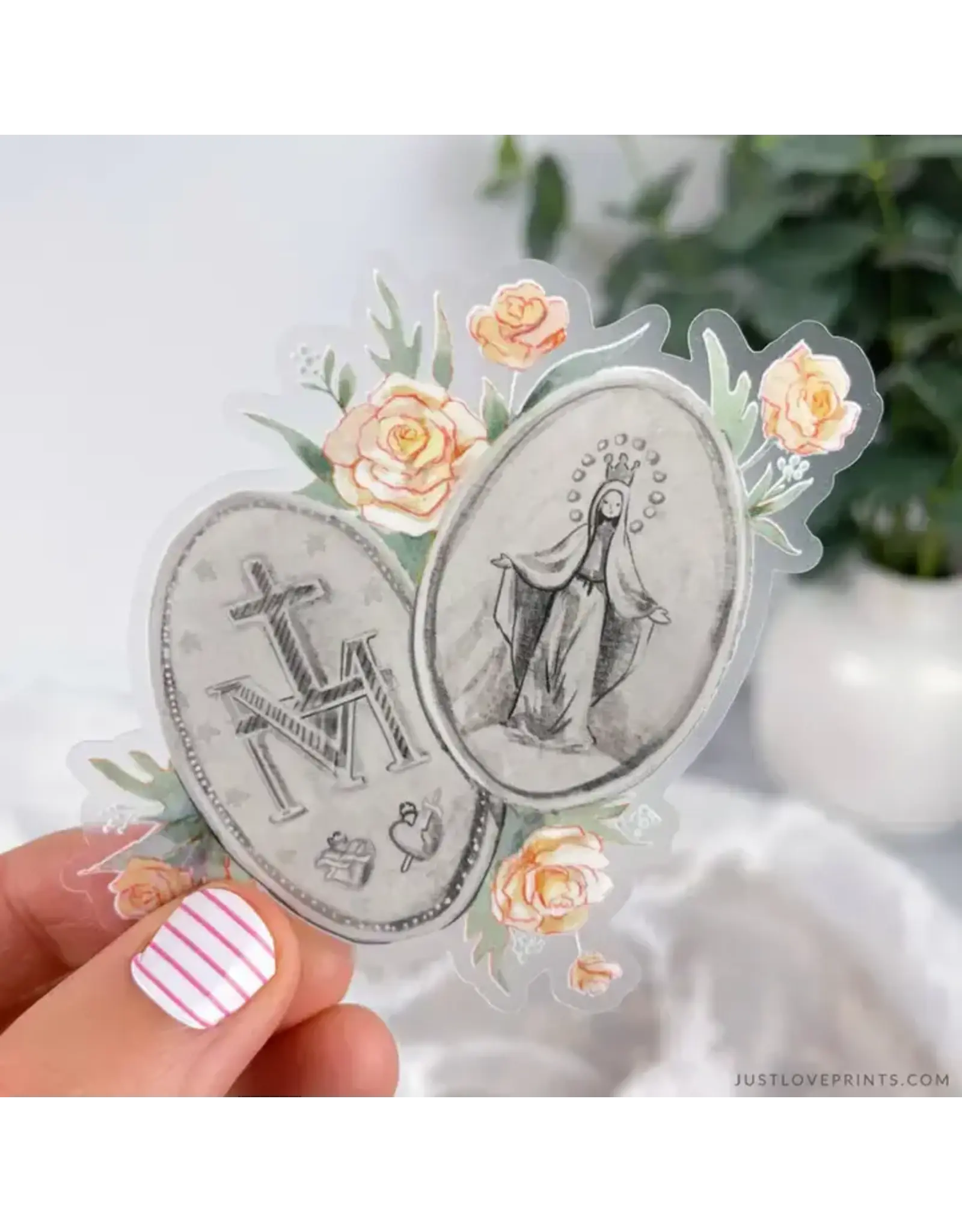 Just Love Prints Sticker - Silver Miraculous Medal