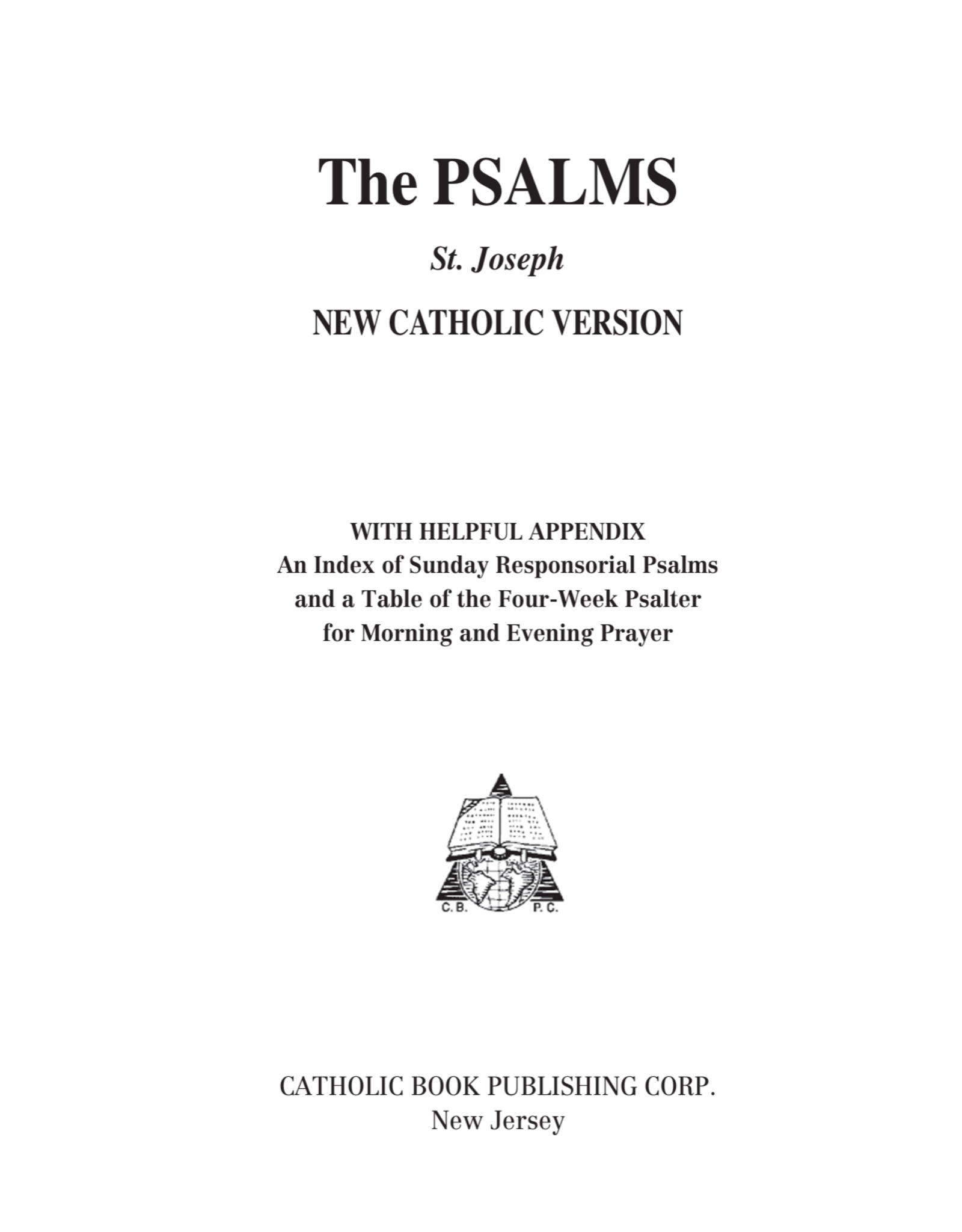 Catholic Book Publishing St. Joseph New Catholic Version Psalms