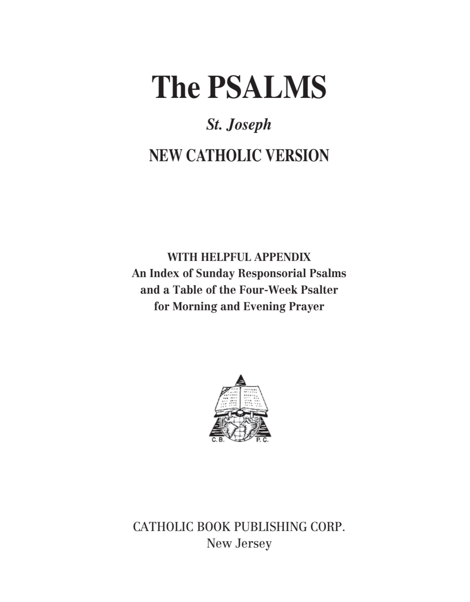 Catholic Book Publishing St. Joseph New Catholic Version Psalms (Large Type)
