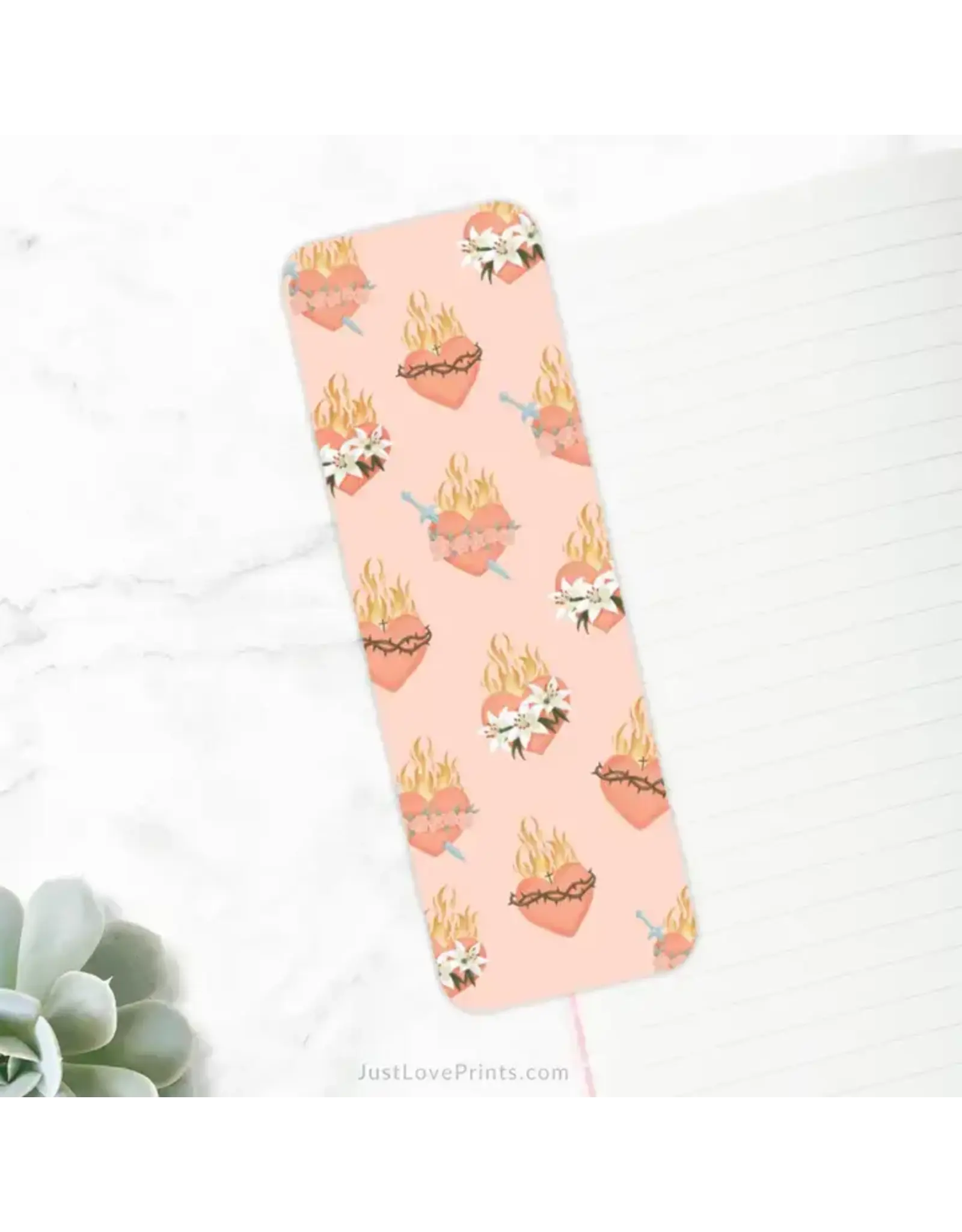 Just Love Prints Bookmark - Holy Family Hearts Pattern