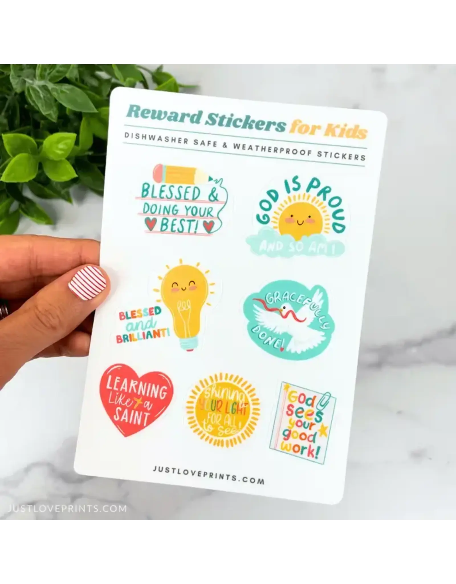 Just Love Prints Sticker Sheet - Catholic Kid Reward