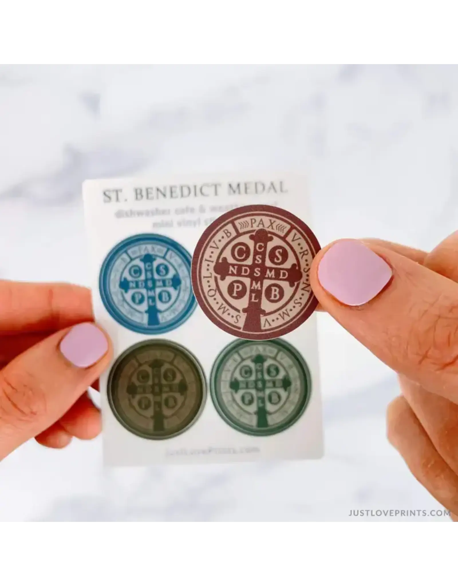 Just Love Prints Sticker Sheet - Mini Masculine St. Benedict Medal