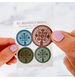 Just Love Prints Sticker Sheet - Mini Masculine St. Benedict Medal