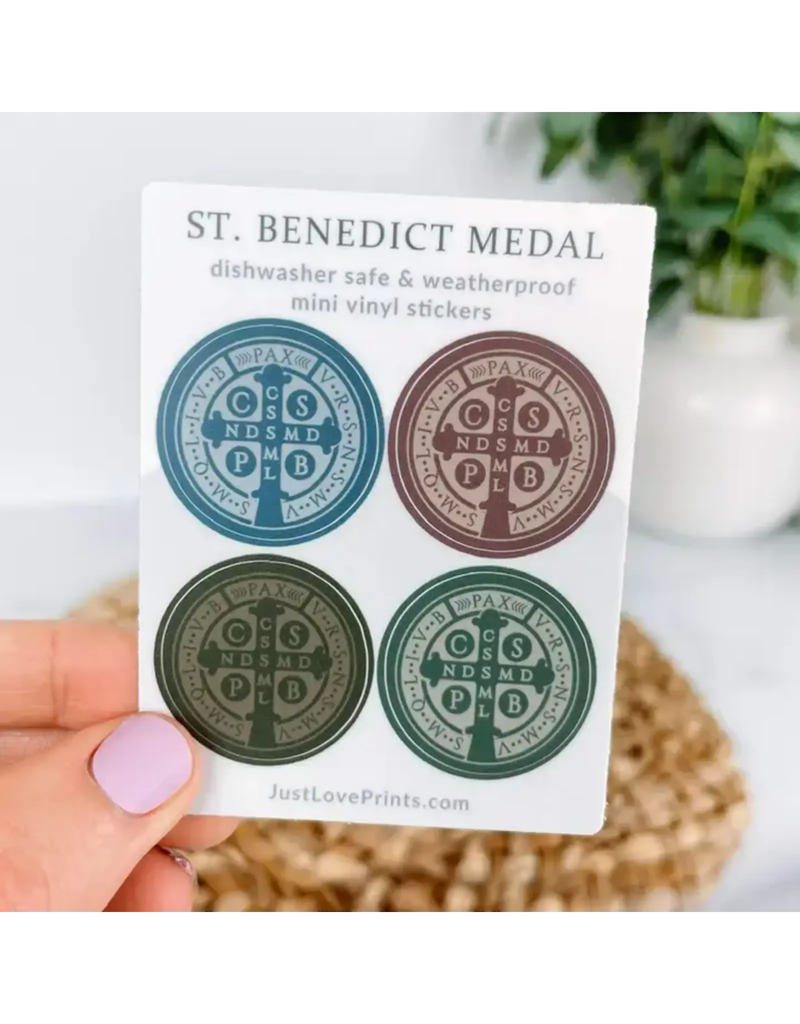 Just Love Prints Sticker Sheet - Mini Masculine St. Benedict Medal